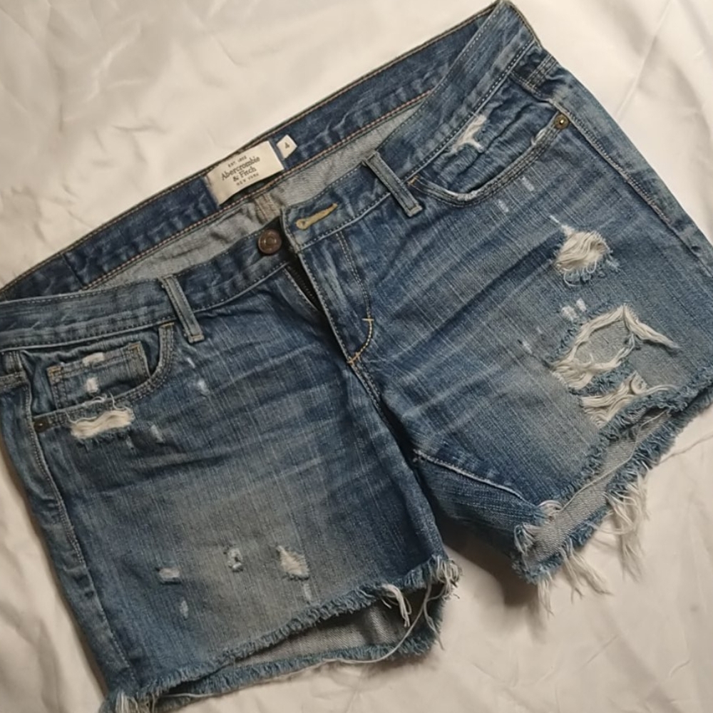 Distressed Abercrombie Cut Off Jean Shorts